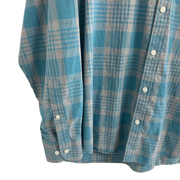 Bonobos Slim Fit Pure Cotton Long Sleeve Button Down Gray Blue Plaid Mens XL - Picture 2 of 6
